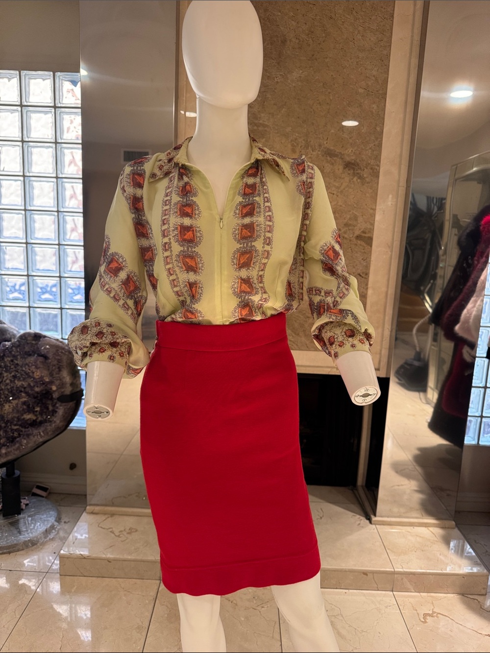 Vintage Moschino Cheap & Chic Red Wool Pencil Skirt Made in Italy